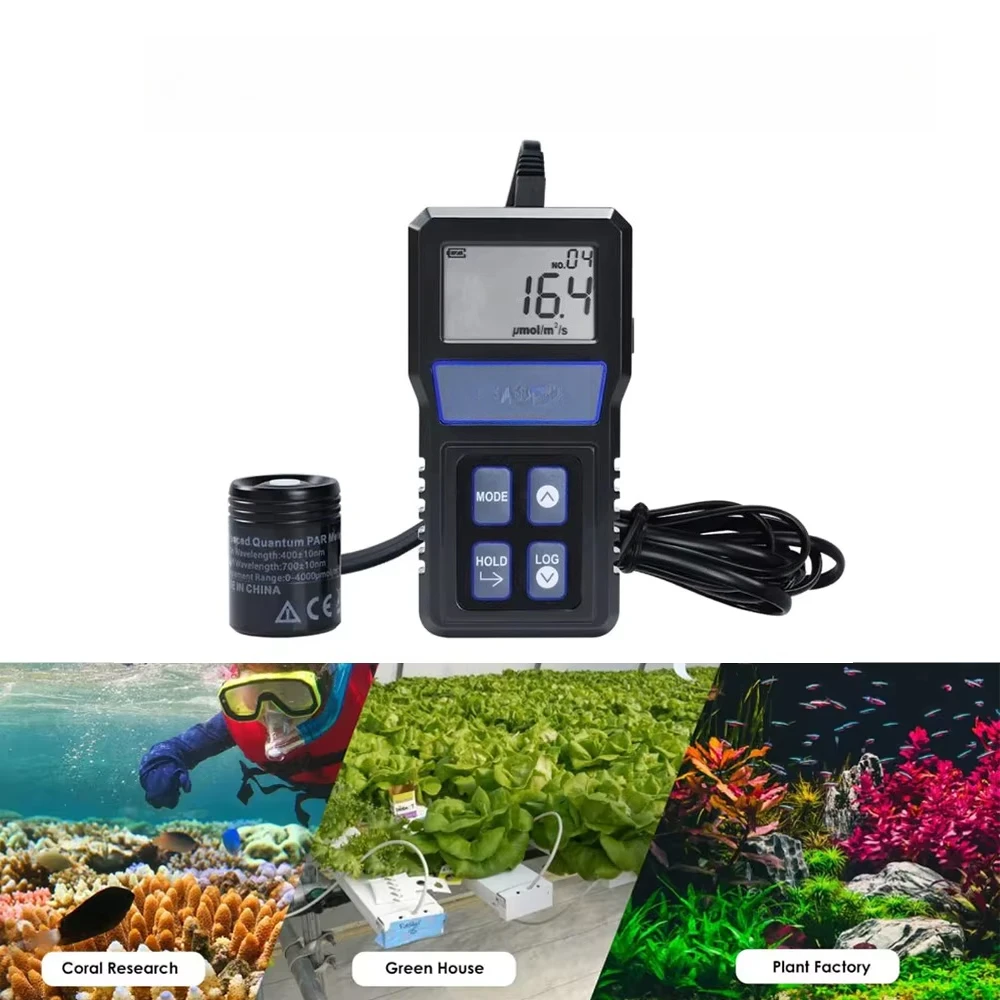 Digital PAR Meter IP68 Waterproof Probe PPFD Tester Full Spectrum Quantum Sensor Photosynthetic Activity for Aquarium Fish Tank