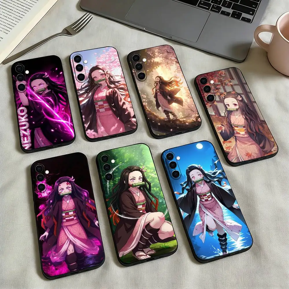 Demon-N Slayer  Nezuko Kamado Phone Case For Samsung Galaxy A73,A72,A71,A70,A53,A52,A51,Soft Silicone Black Cover
