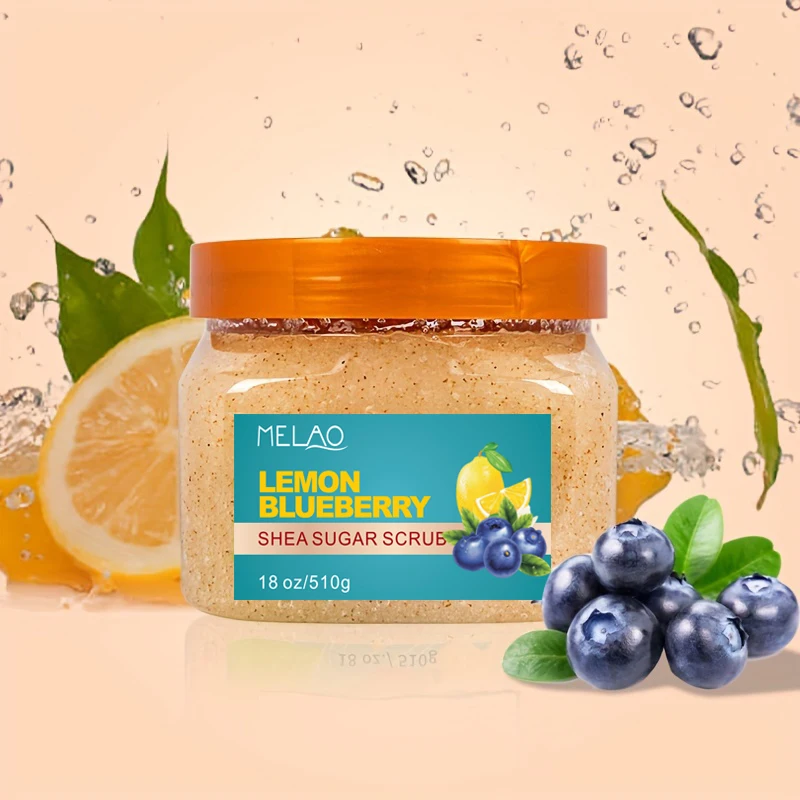 MELAO Vegan Mango Bodyscrub Exfoliating Organic Whipped Shea Sugar Brightening Lemon Blueberry Face Skincare Lemon Body Scrub