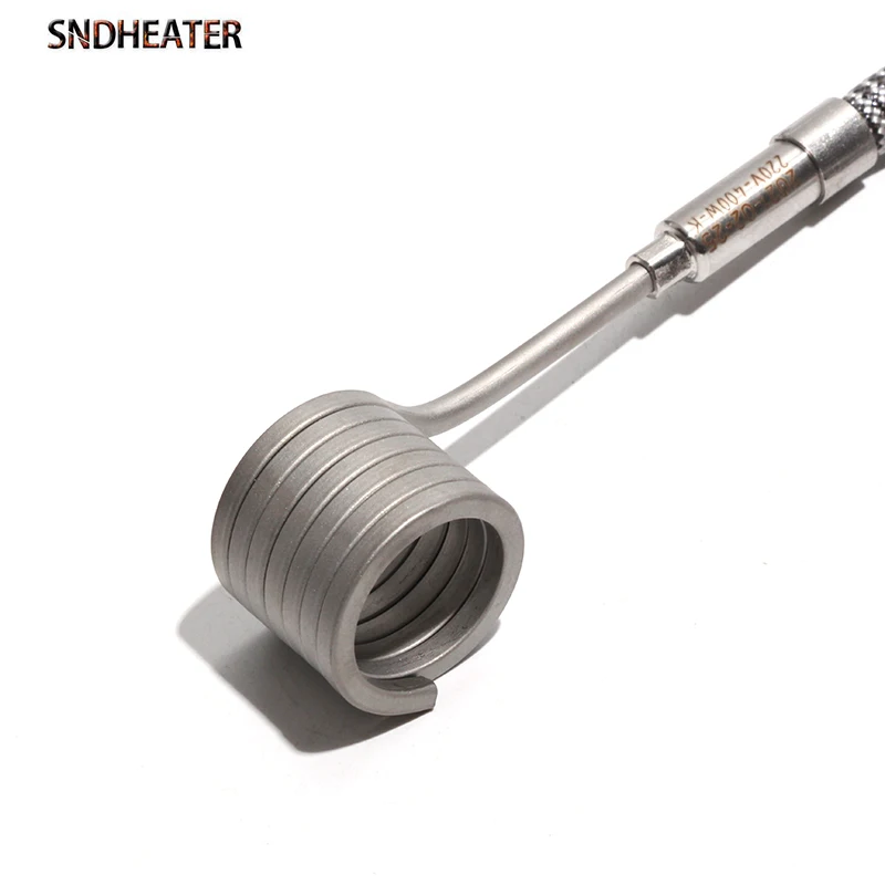 SNDHEATER 300W-500W 15x25-40mm Spiral Coil Band Heater Hot Runner Nozzle 110V/220V with K Thermocouple 3x3mm Section 1pc