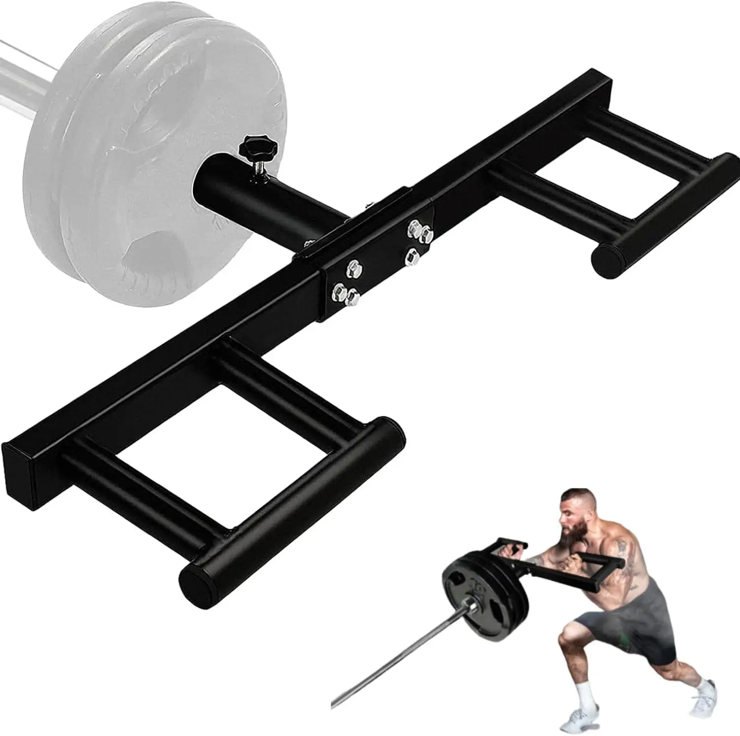 Squat Push, Press Attachment for 2 Inch Large Hole Thick Rod - 3 Hand Grip Positions,