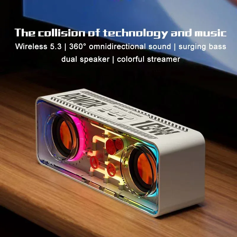 

Transparent Mecha Bluetooth Speakers Wireless Subwoofer TWS Light Portable Speaker 1200mAh Party Loudspeaker Music Sound Systems