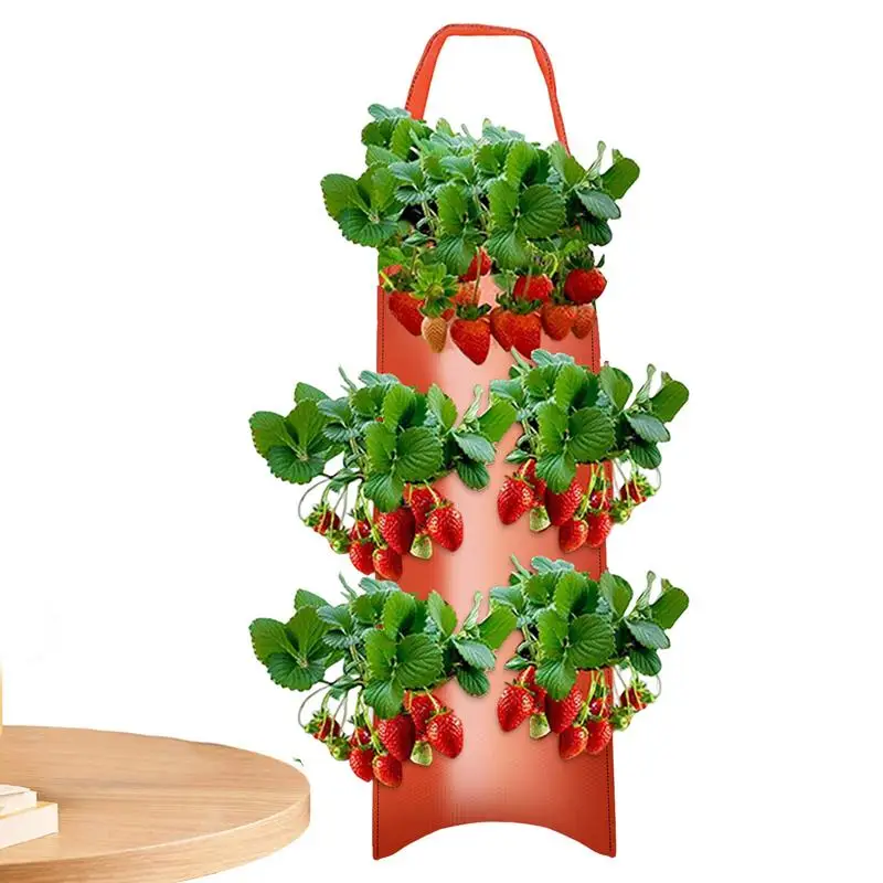 Tomato Planter Bag 8-Hole Hangable Fabric Pouch For Plant Aeration & Growth Gardening Bags For Tomatoes Roses Carrots Potatoes