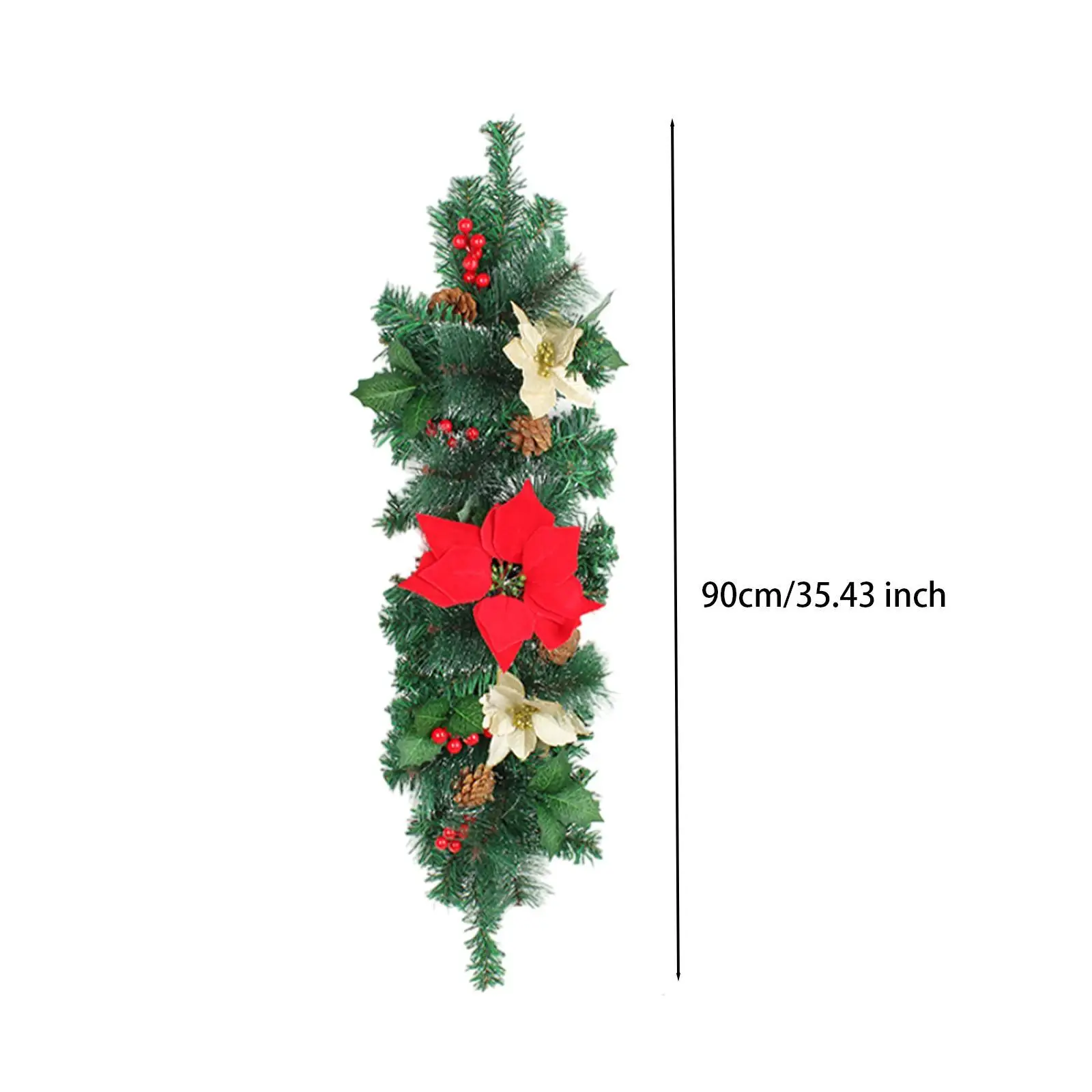 Christmas Mail Box Swag LED Lights Red Flower Christmas Garland Wreath for Christmas Holiday Indoor Outdoor Party Fireplace