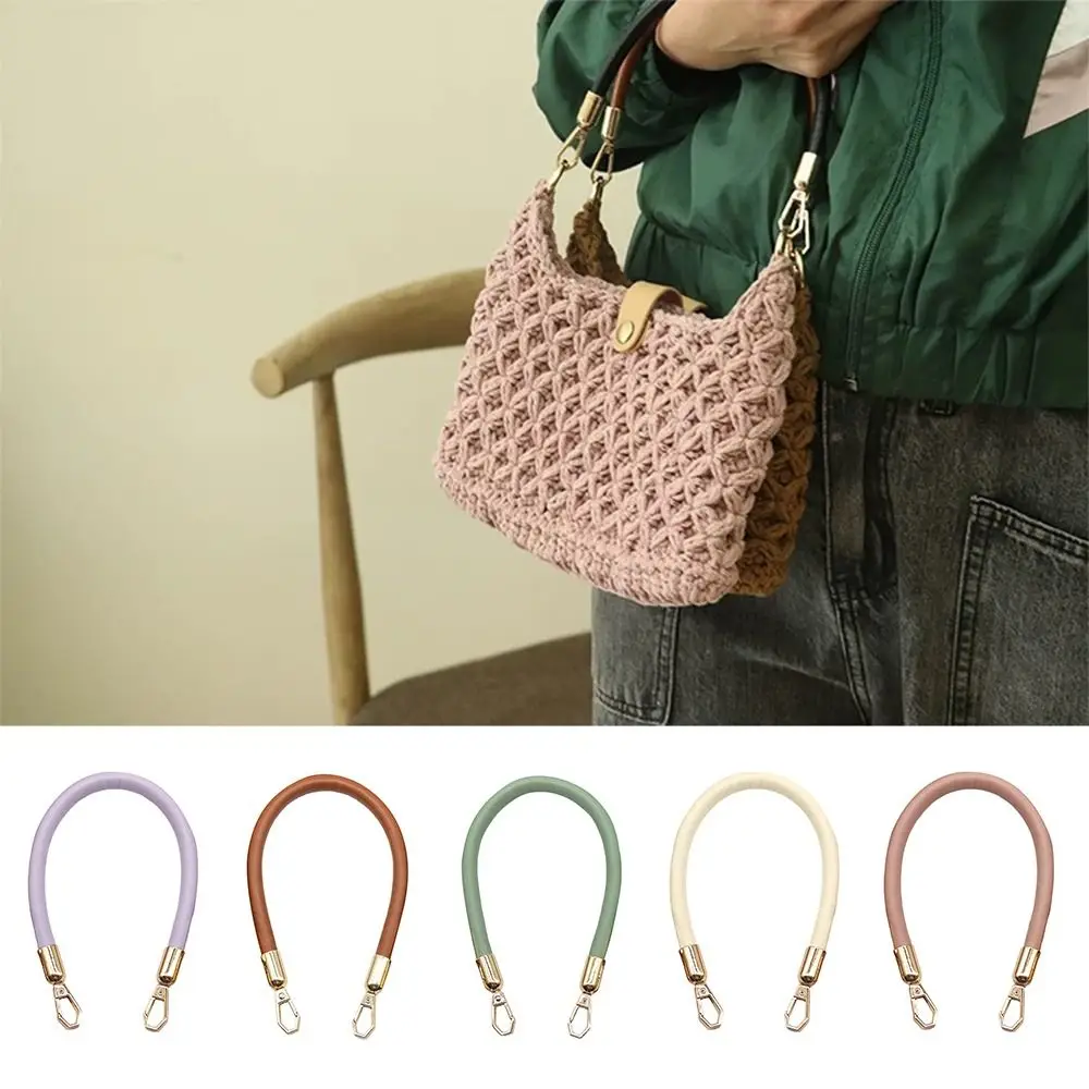 Portable PU Leather Handbag Belt Detachable Replacement Bag Short Handles Gold Chain Buckle Underarm Bag Belt for Woman