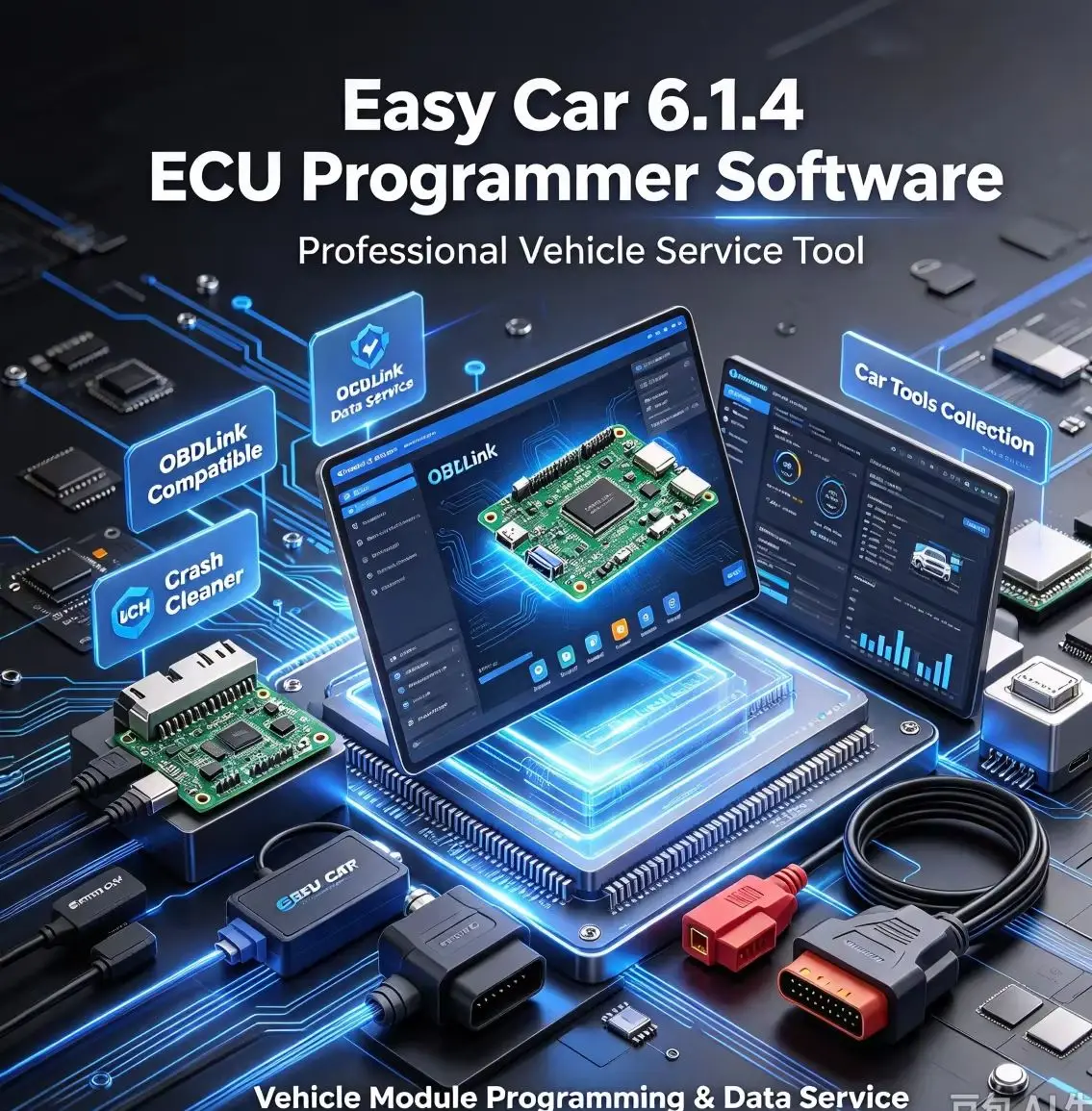Easy Car 6.1.4 ECU Programmer Software Compatible with OBDLink Reolink Airbag Crash Data Clearing UCH Cleaner Car Tools