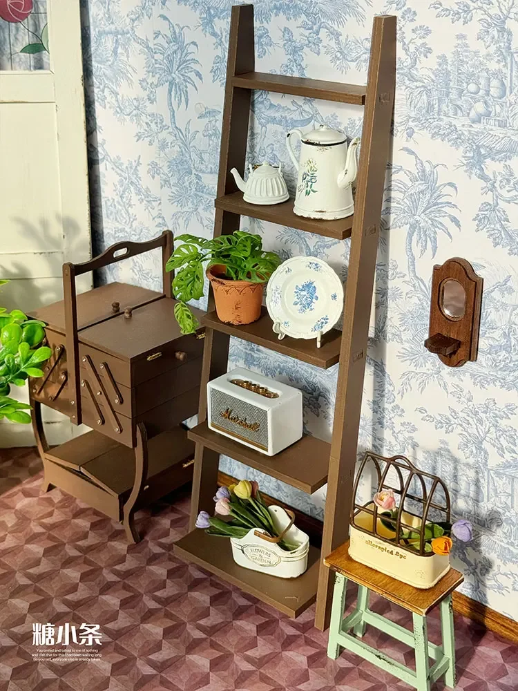1/6 Doll House Model Furniture Accessories Wall Ladder Flower Storage Rack Bjd Ob11 Gsc Blyth Soldier Lol Dollhouse Miniatures