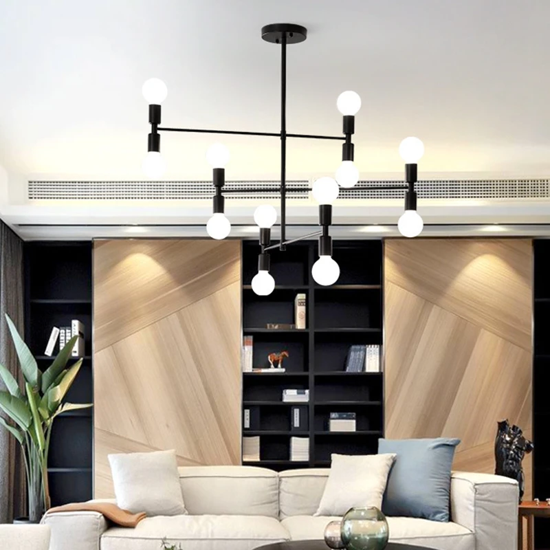 Ava Chandelier postmodern chandelier Black Gold Adjustable whirling Nordic minimalist Lights Indoor Decor lounge room lighting