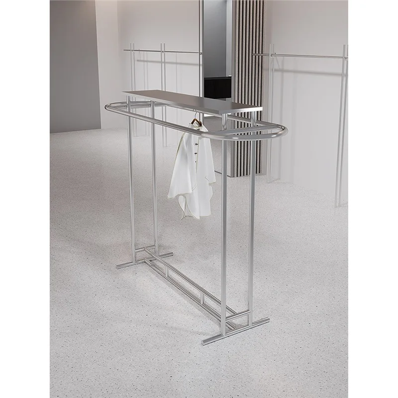 Clothing store display rack Display rack Floor-to-ceiling stainless steel brushed Nakajima double-row hanging clothes rack Women