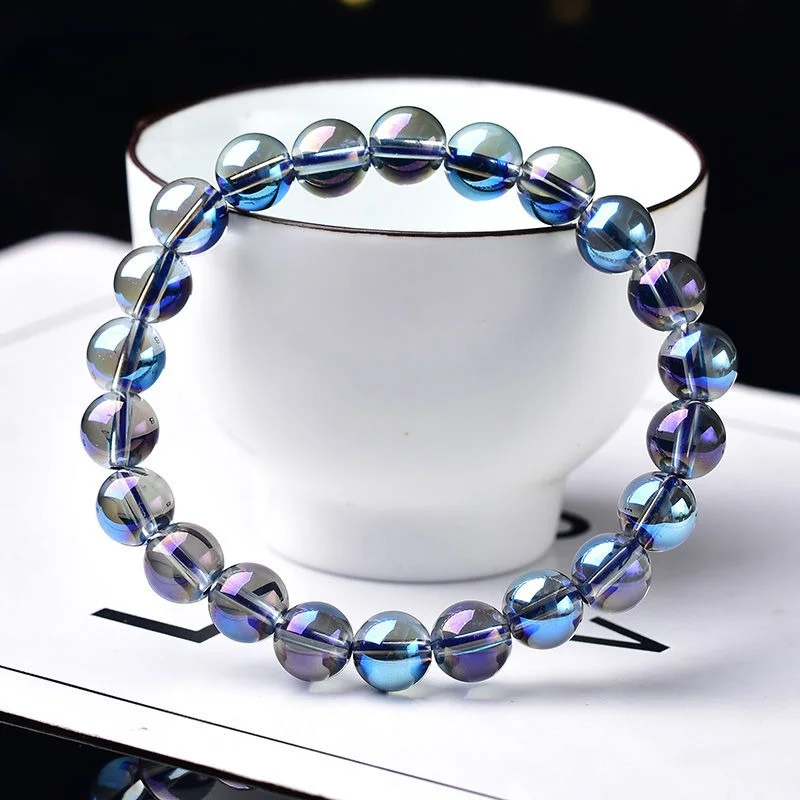 Blue crystal bracelet, blue moonlight plated crystal bracelet, color crystal, blue aquamarine crystal bracelet.