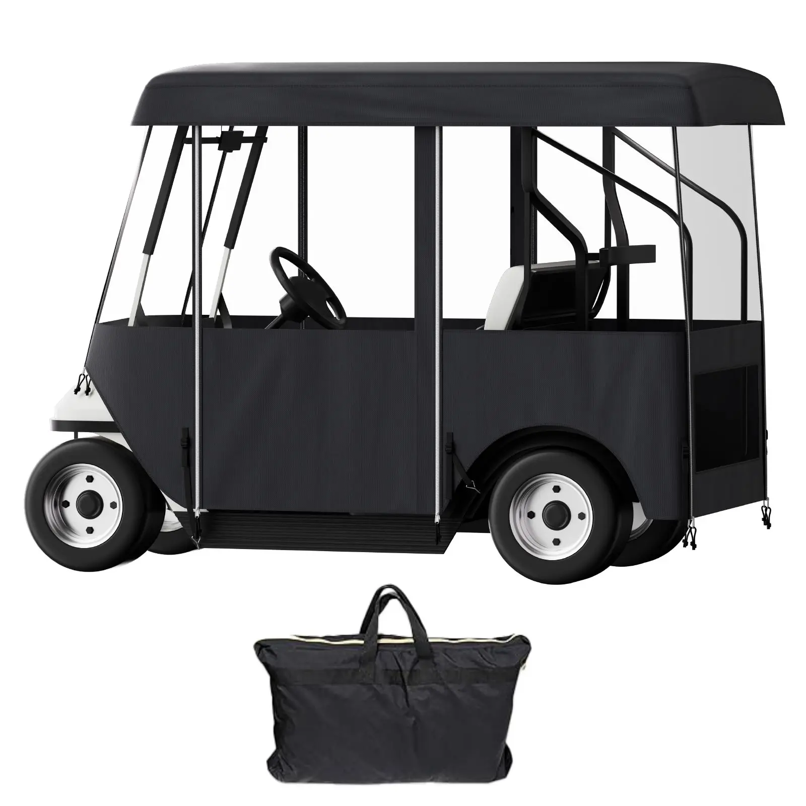 Golf Cart Enclosure, Polyester Driving Enclosure, Club Car Covers Universal Fits for 2+2 Passenger Golf Carts, Sunproof and