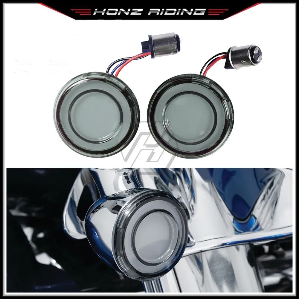 

For Harley Touring Dyna 2002-2017 Sportster XL 2002-2021 Motorcycle 1157 Bullet Style LED Front Turn Signal Conversions