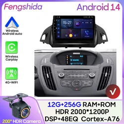 Para ford C-MAX kuga 2 escape 3 2012 - 2019 rádio do carro carplay navegação gps android tela automática estéreo 5g wifi vídeo sem 2din dvd