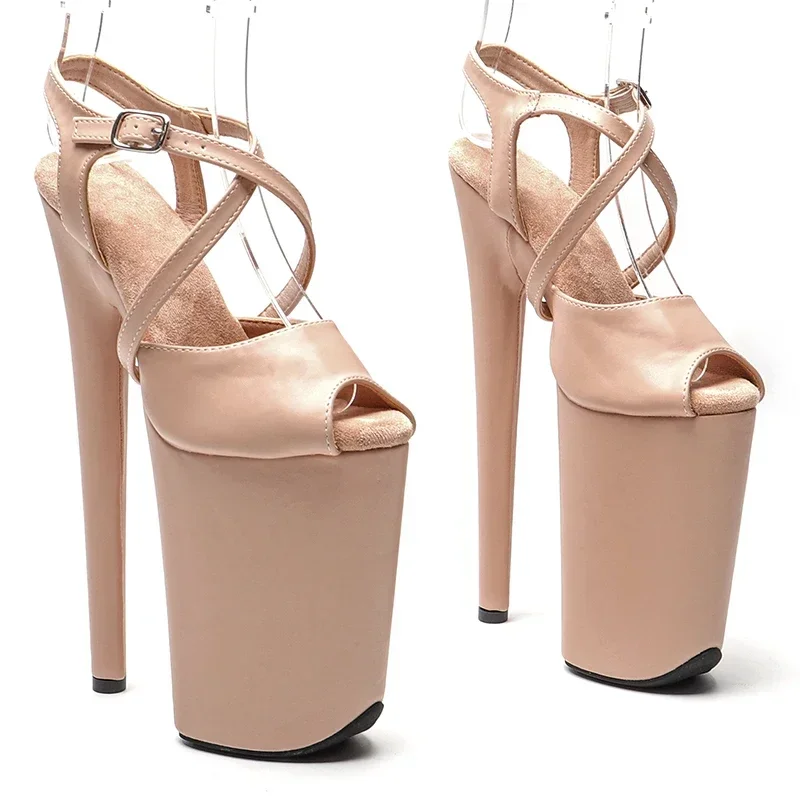 Leecabe 23CM / 9inches Matte  PU  Upper Small open toe platform   fashion  High Heels Sandals Pole Dance shoes