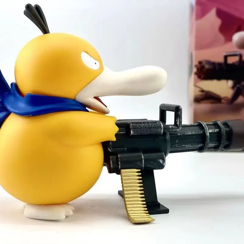InStockAnime Gatling Psyduck Modelo de carro de bebê jogar pato amarelo modelo artesanal animal de estimação PokeMoen ornamento brinquedos infantis presente namorado