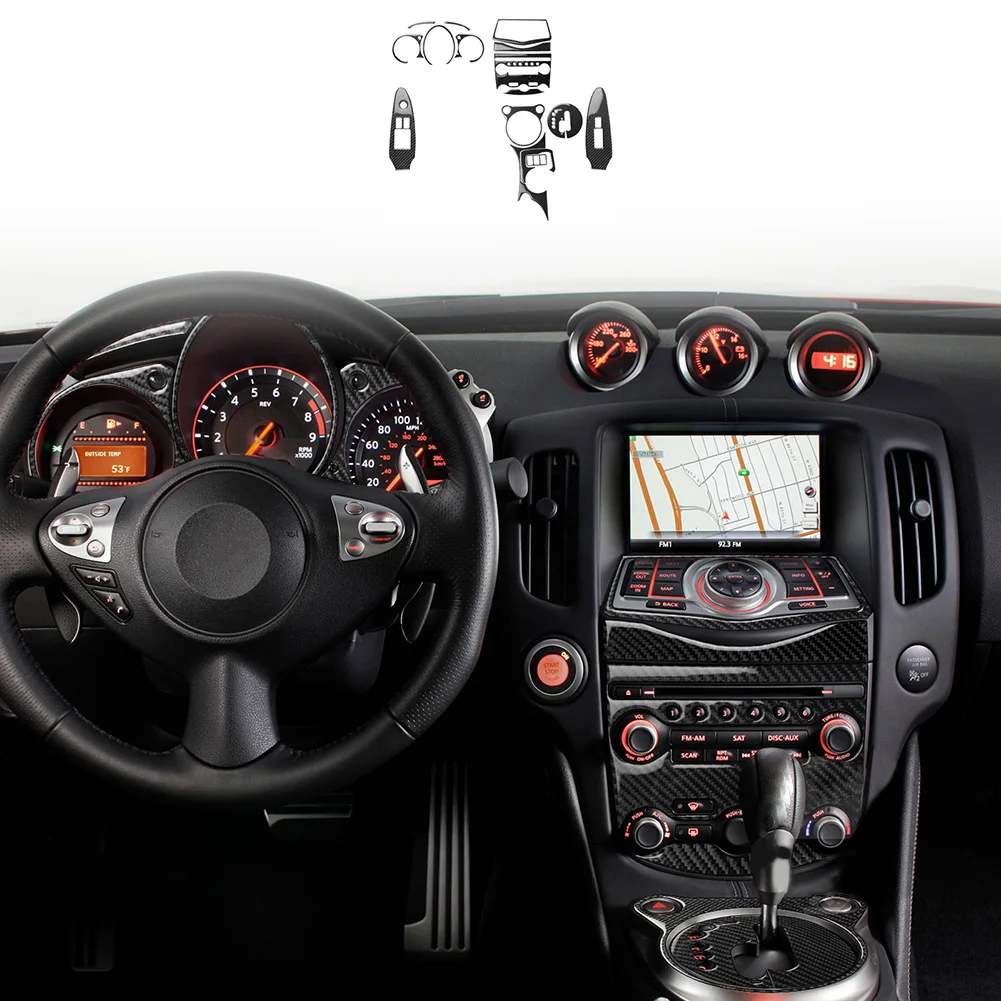 Add a Touch of Elegance to Your For Nissan 370Z 2009 2020 with this Carbon Fiber Interior Full Set Kit Cover Trim