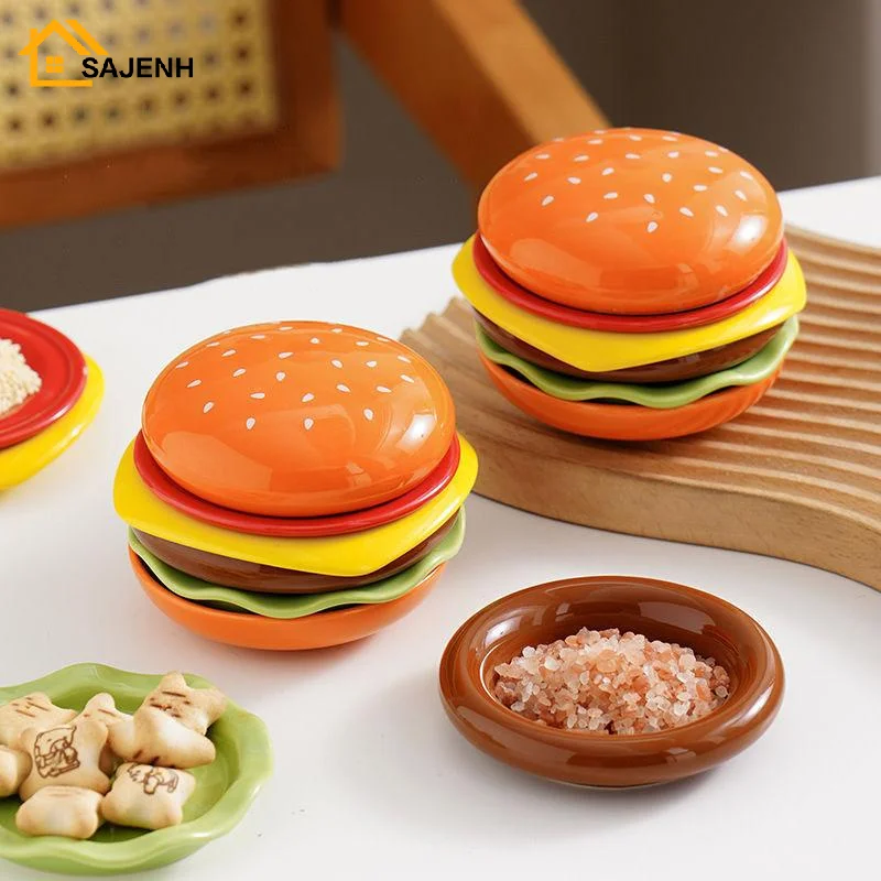 

6PCS Ceramic Hamburger Sauce Bowl Set Ketchup Salad Dressing Seasoning Dipping Dish Kitchen Accessories Sauce Container Gift