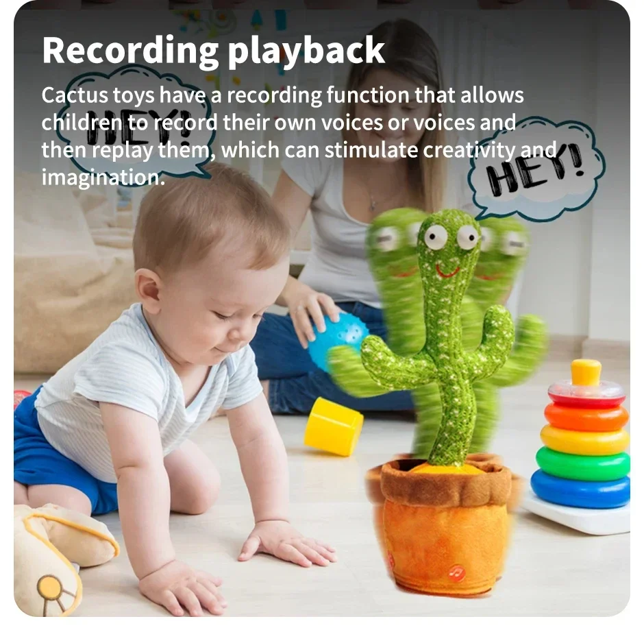 

Aprendizagem interativa de cacto inteligente e brinquedo musical para crianças dançarem e falar com diversão