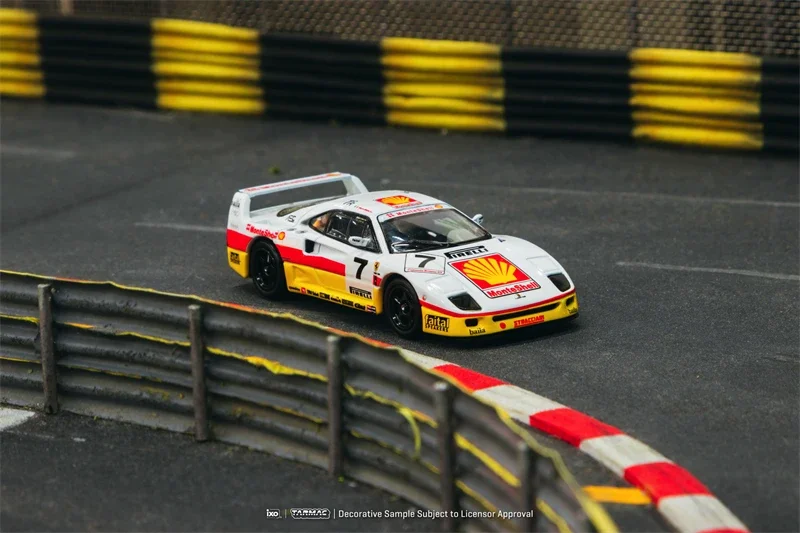 Tarmac Works x IXO 1:64 F40 GT YellowWhite #7 Diecast Model Car