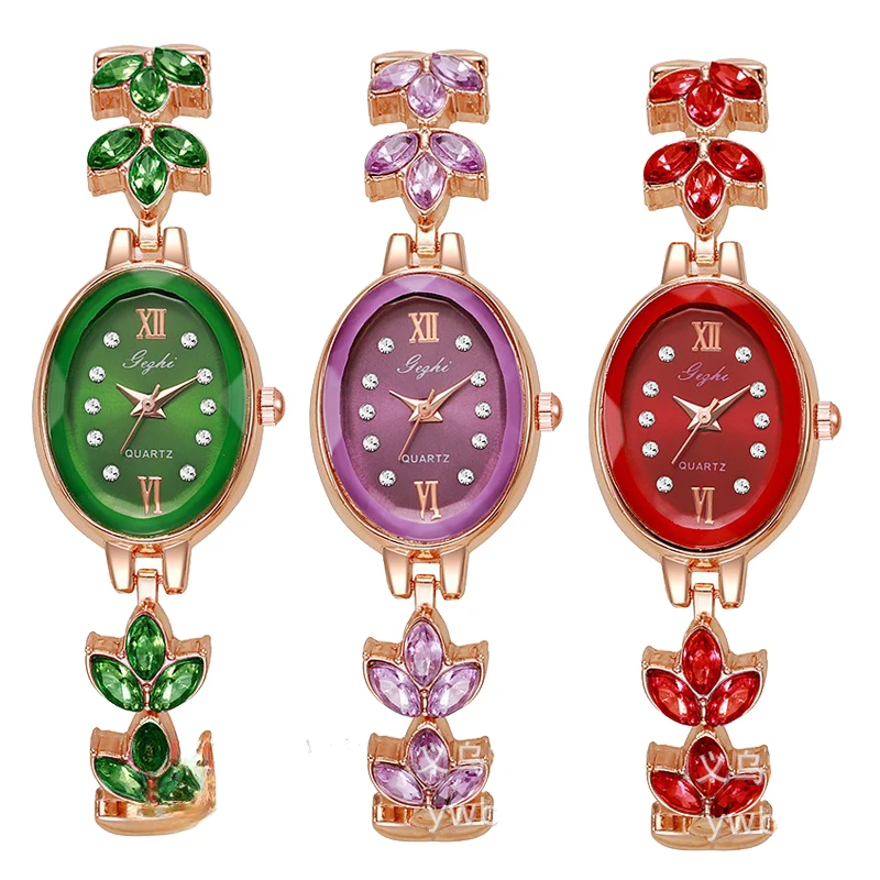 Stylish Women's Quartz Watch with Elegant Wheat Stalk Motif and Violet Petal Accents Luxurious Ladies Wristwatch Ideal for Daily