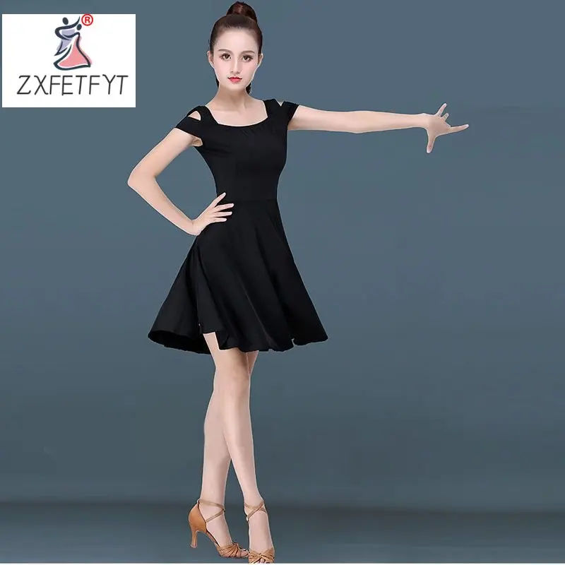 2024 New Style Summer Short Sleeve Latin Dance Dress For Women, Acetate Fiber Ballroom Dress For Dance Competition And Practice