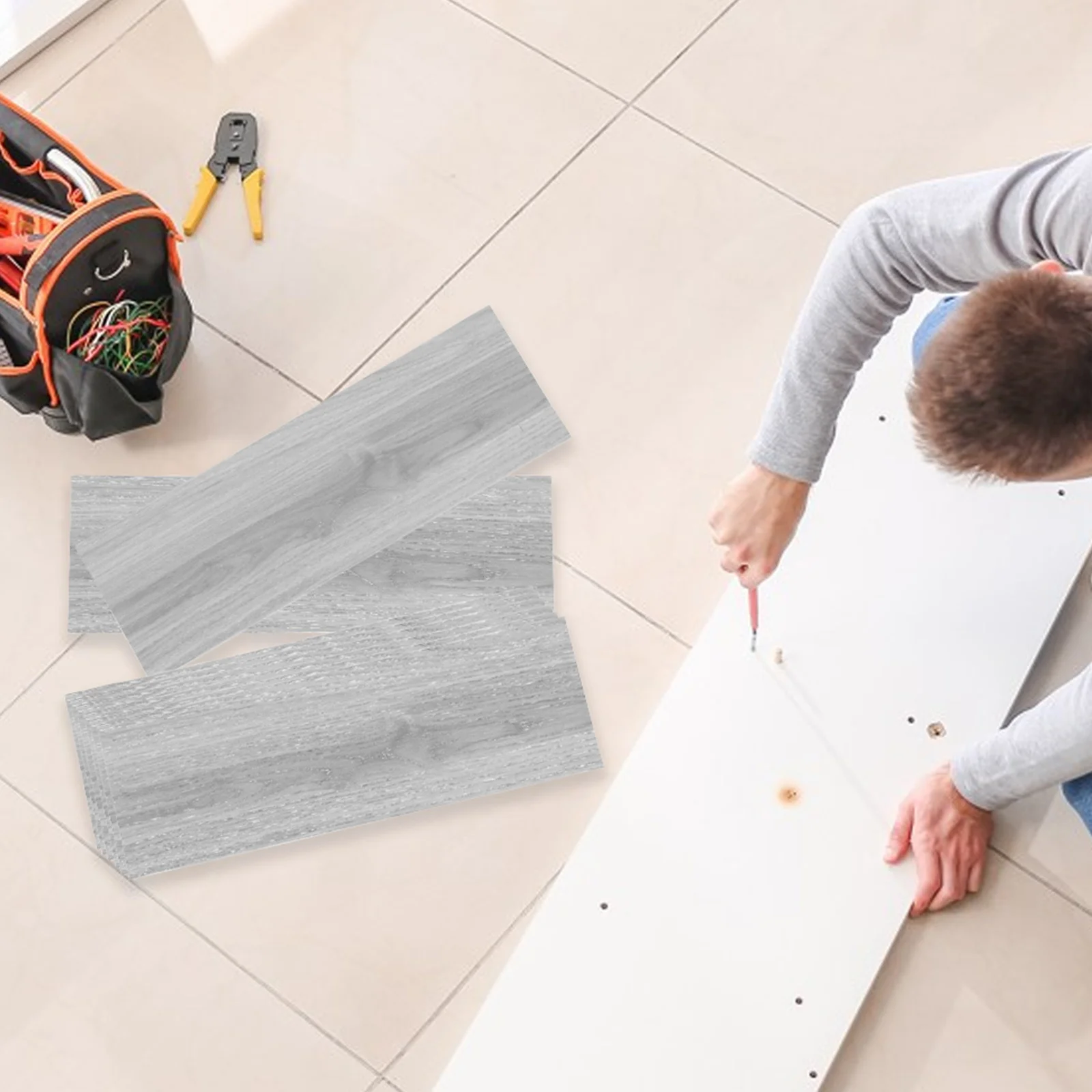 

32Pcs Wood Grain Wallpaper PVC Self-Adhesive Peel Stick Wall Tiles Kitchen Bathroom Waterproof Stickers Tile Sticker