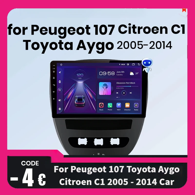 Haogu V1 plus for Peugeot 107 Toyota Aygo Citroen C1 2005 - 2014 car radio wireless CarPlay Android Auto No 2 din 2din DVD