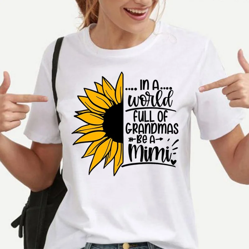 Hot Mother'S Day Sunflower Print T-Shirt Summer Casual Loose T Shirt Women Fashion Harajuku Shirts