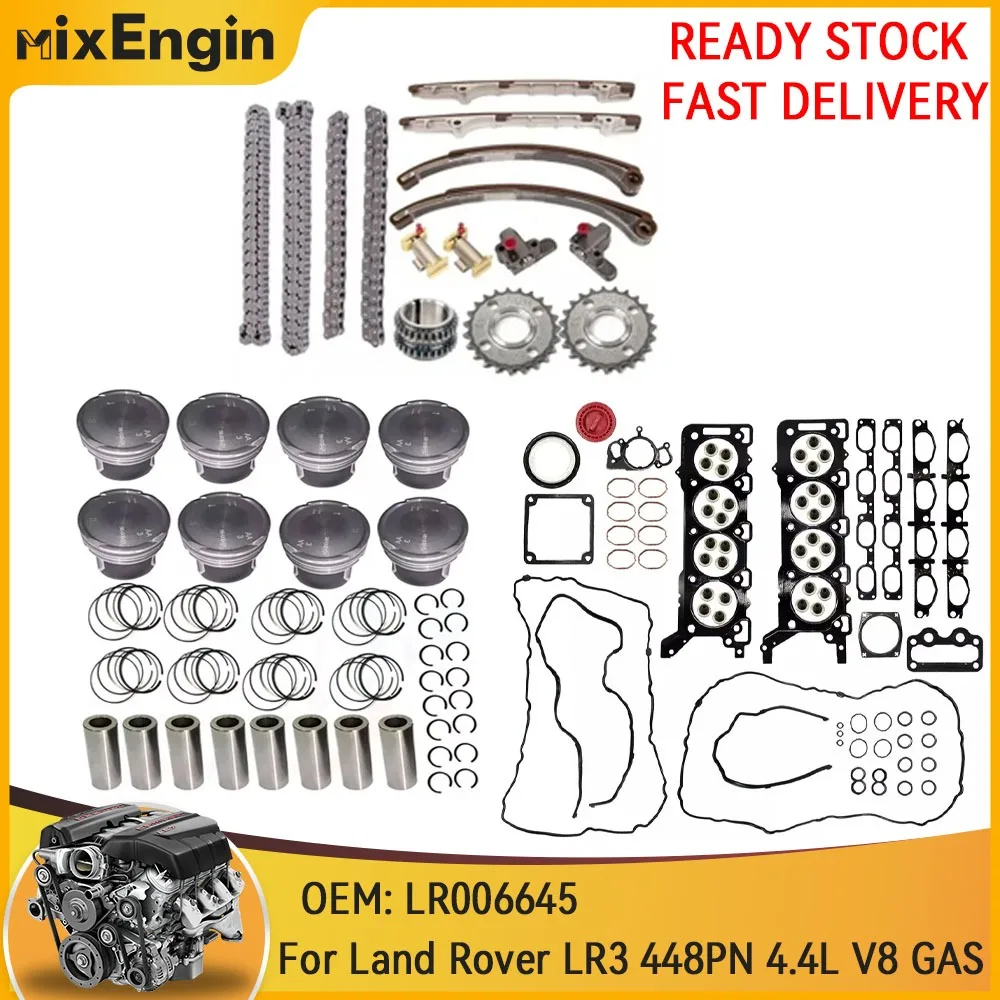 

Engine Full Gasket Set Timing Chain Kit & Piston Set Fit 4.4 L For Land Rover Range Rover LR3 448PN 4.4L V8 GAS 03-09 LR006645