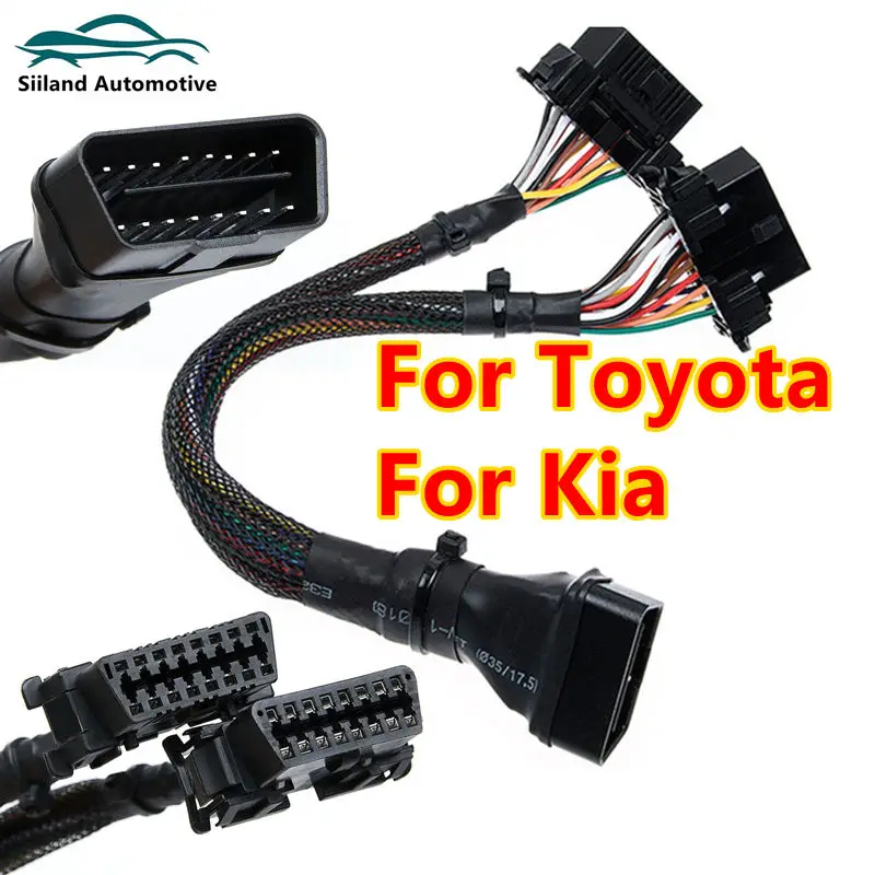 

Высокое качество OBD 16Pin для Kia для Toyota «папа» на двойной женский автомобильный диагностический инструмент OBD разъем 30 см OBD удлинительный кабель
