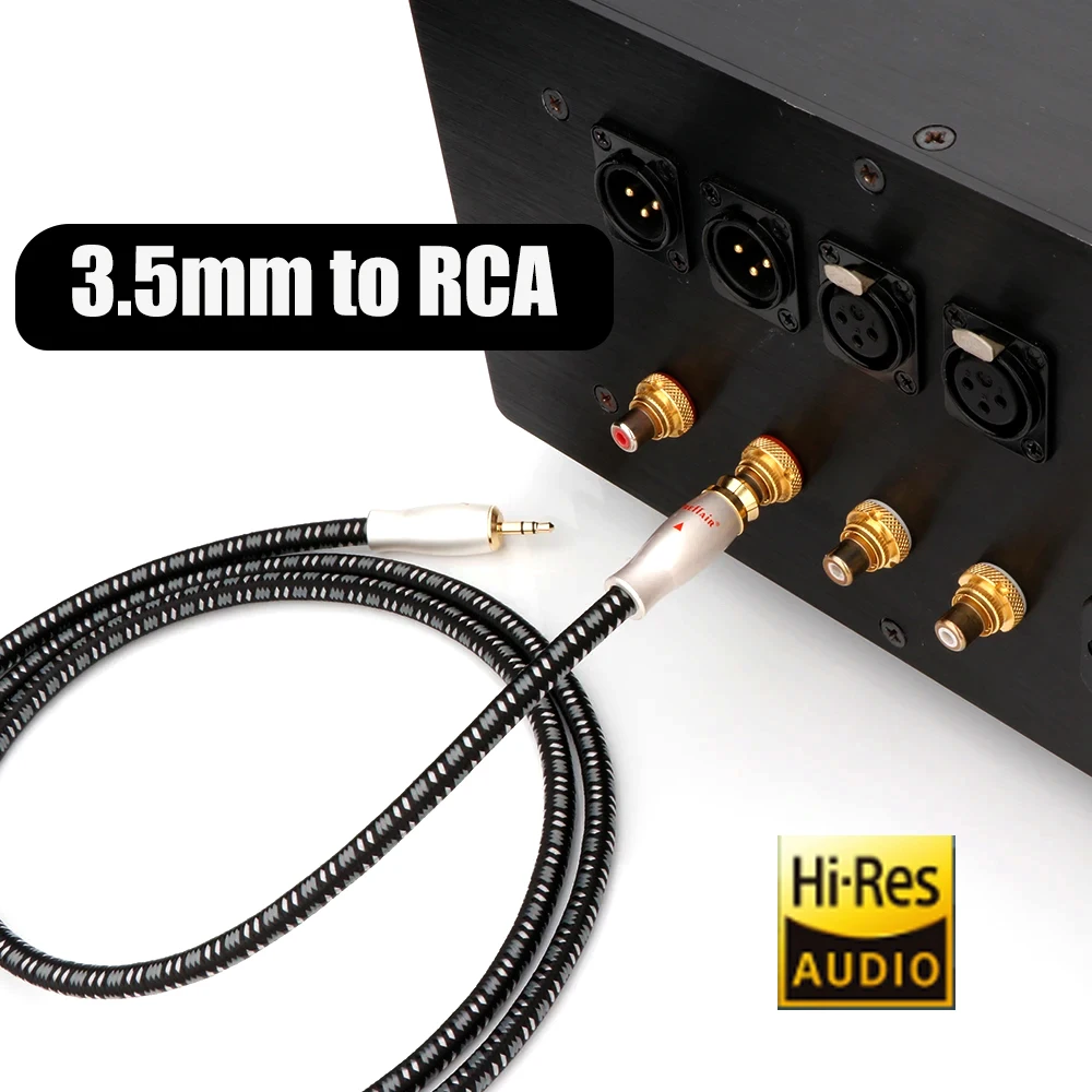 HIFI 3.5MM TO RCA Audio Cable RCA plug to 3.5MM Aux Line Speaker Wire Subwoofer Soundbar Amplifiers DVD