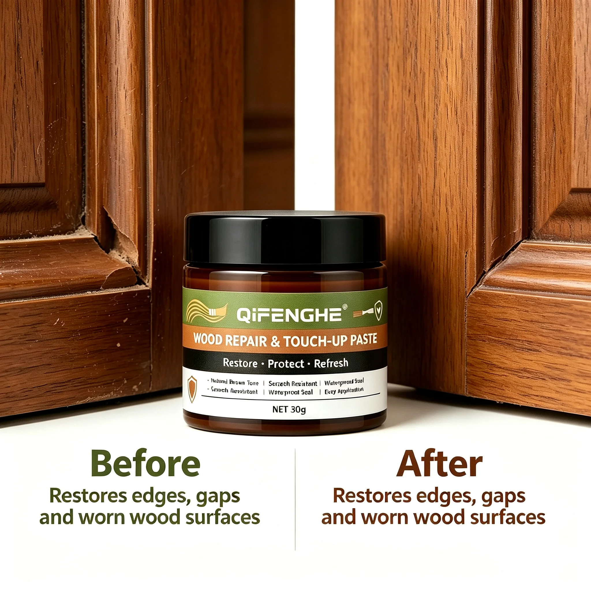 QIFENGHE Wood Repair & Touch-up Paste Natural Brown Tone Scratch Resistant Waterproof Seal Wood Furniture Floor Repair Restorer