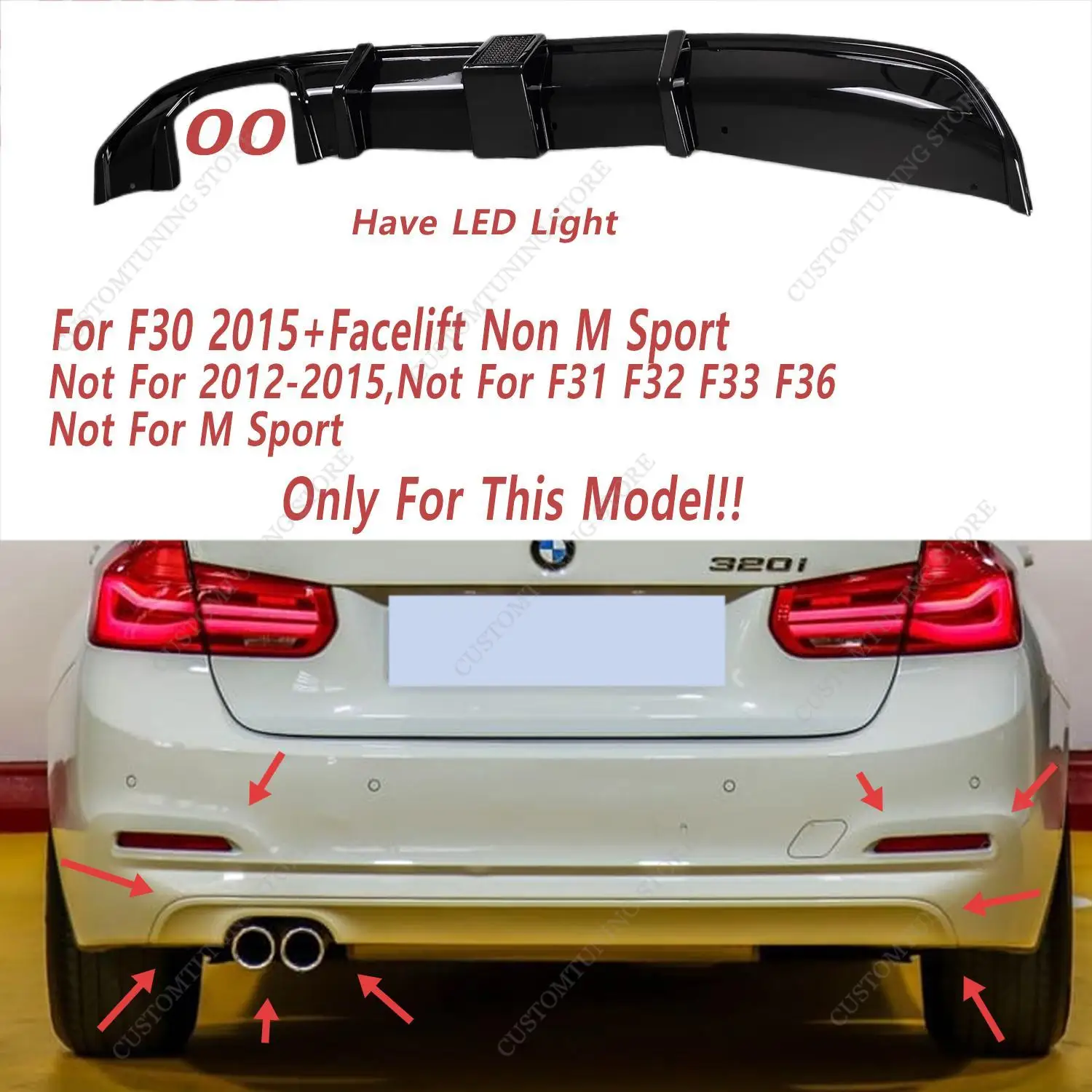 BMW F30 320i 320d 328i 非Mスポーツ 2016-2018 フェイスリフト リア