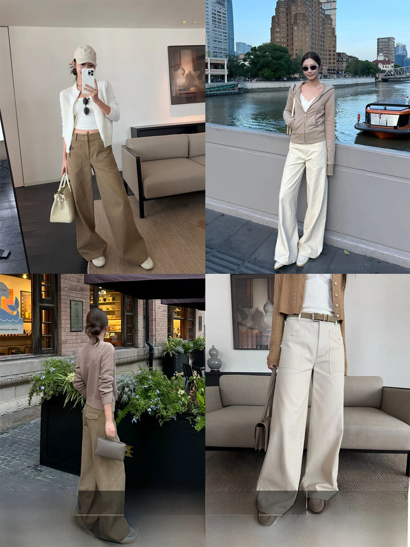 

4PRIL Women's Casual Pants with kets Waed Cotton Loose Fit Straight Leg Workwear Trousers Autumn Faion Slimming Pants
