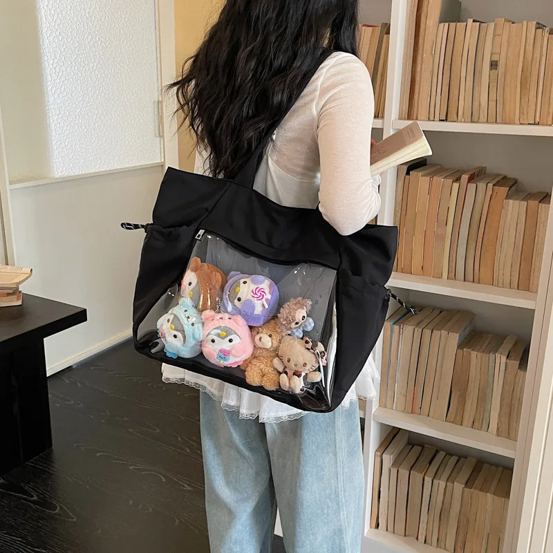 New Y2K Cute Japanese Ita Bag Lolita Girl Transparent Shoulder Tote Bag Large Capacity Crossbody Casual Bag DIY Display Handbags