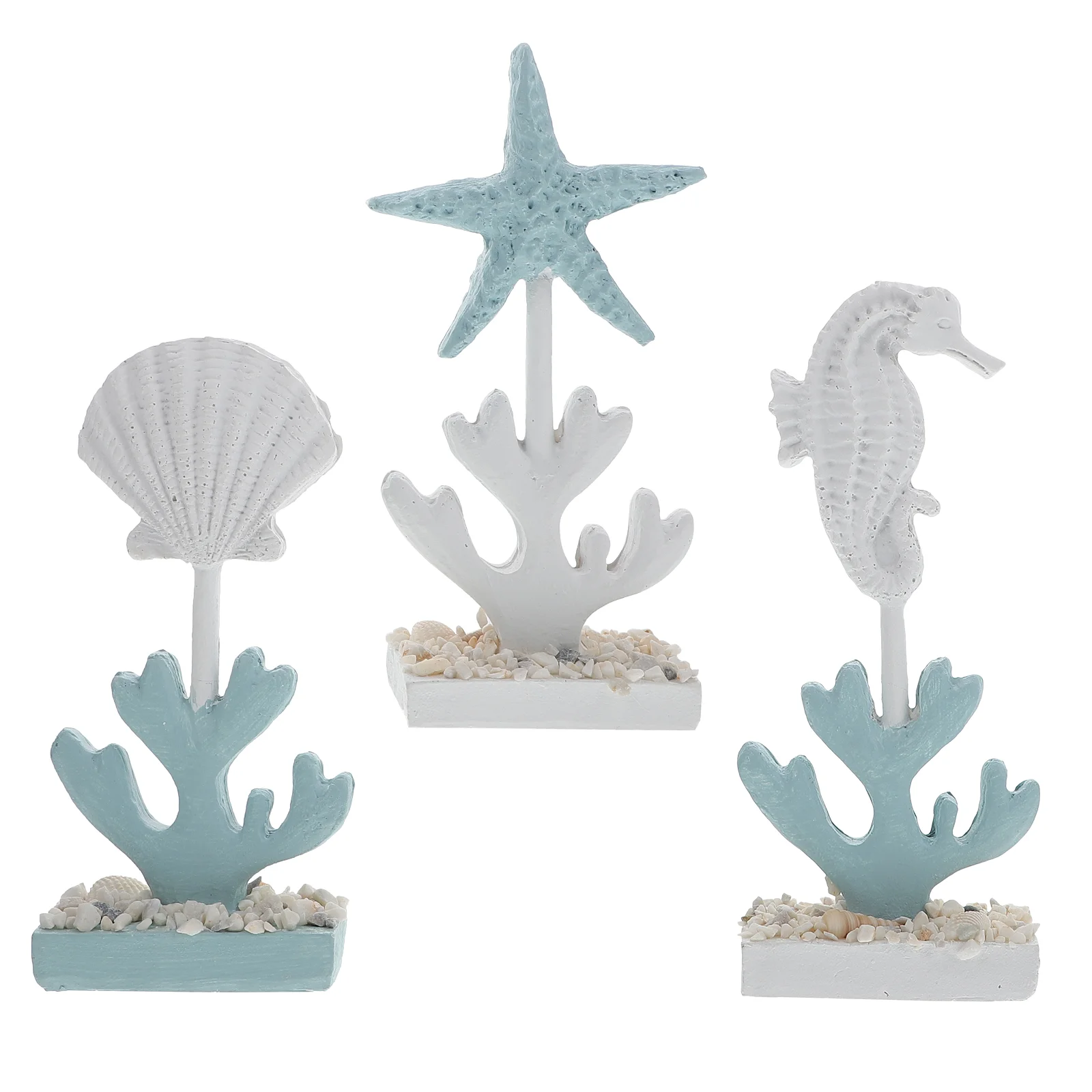 

3 Pcs Mediterranean Ornaments Style Shell The House Ocean Unique Desktop Decor Synthetic Resin Seaside