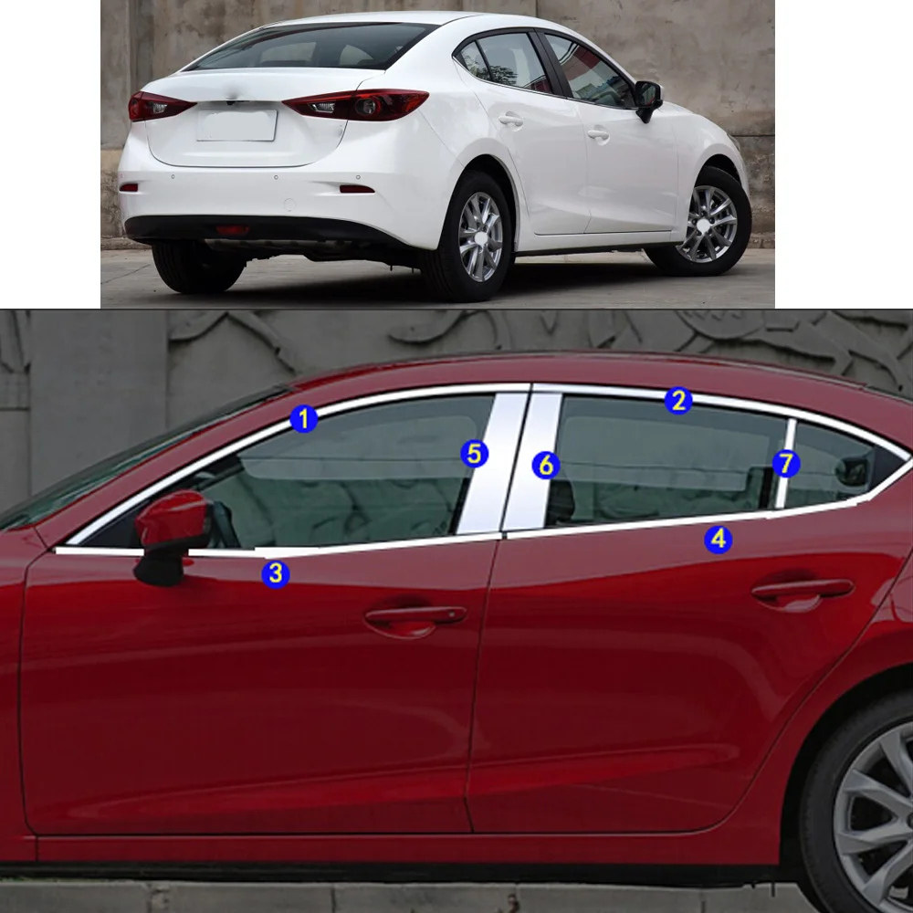 

Car Sticker Garnish Pillar Window Middle Strip Trim Frame Hoods For Mazda 3 Mazda3/Axela 2014 2015 2016 2017 2018 2019