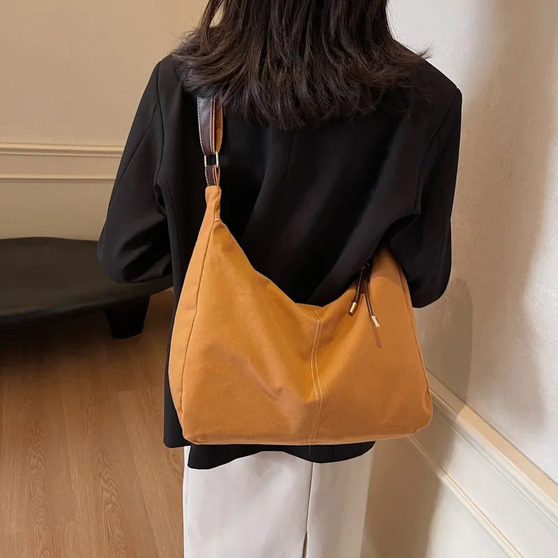 

Женская ретро-сумка большой вместимости, новая модная и универсальная сумка через плечо, однотонные повседневные сумки через плечо