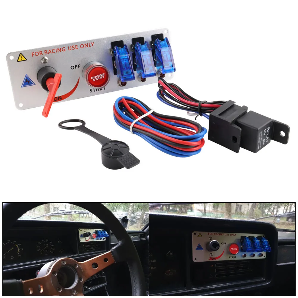 12V Auto LED Racing Car Ignition Engine Start On/Off Push Toggle Switch Panel 5 In 1 Toggle Switches Convenient And Safe Durable