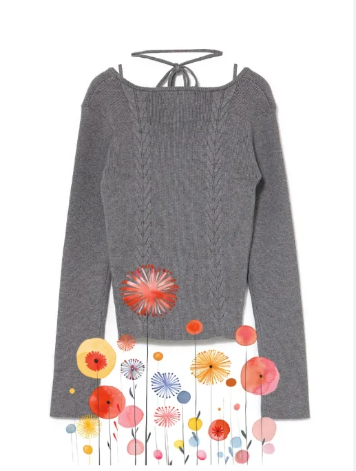 

Japanese Style Stretch Knit Jacquard Camisole + Outerwear Long Sleeve Sweater Pure Desire Style Slim Fit Sweet Women's Set