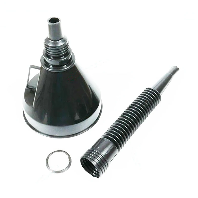 2-In-1 Refueling Funnel With Strainer Can Spout For Oil Water Fuel Petrol Diesel Gasoline For Auto Car Motorcycle Bike Truck