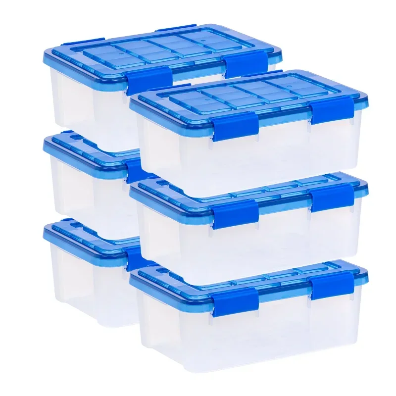 16 Quart ™ Gasket Clear Plastic Storage Box with Lid, Blue, Set of 6storage  storage boxes  storage box