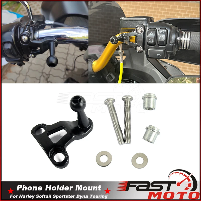 

Handle Mobile GPS Phone Mount Navigation Holder Bracket Water Cup Holder For Harley Softail Street Bob Low Rider Slim Standard