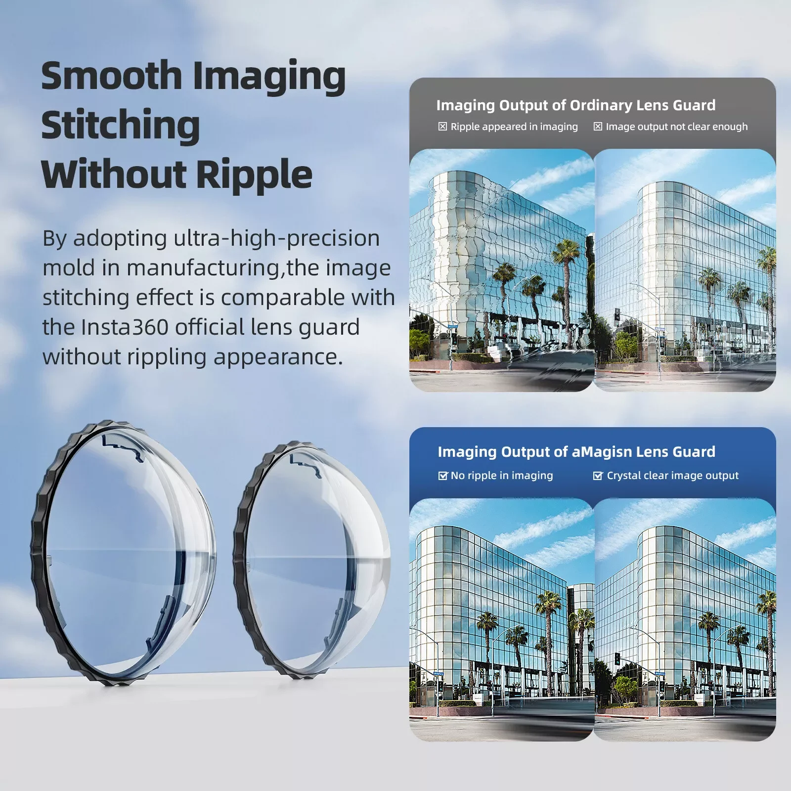 AMagis-Insta360 X4 Lens Glass Protector, Sport Camera Protection Acessórios