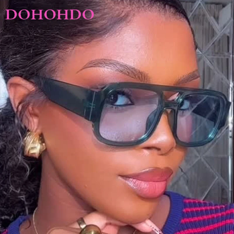 

Trendy Double Bridge Oversized Square Pilot Women's Sunglasses Brand Design Retro Men Sunglass Drive Travel Shade Eyewear UV400