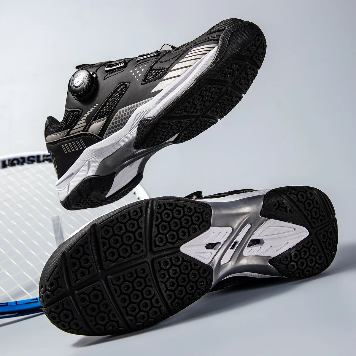 Scarpe da allenamento da Badminton da uomo con fibbia rotante scarpe da ginnastica da pallavolo all'aperto traspiranti scarpe sportive da ping pong 36-45