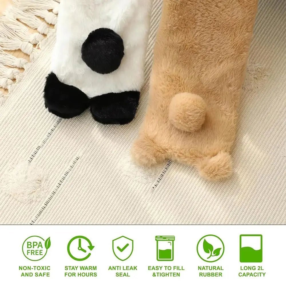 Animal Shape Hot Water Bottle Cute Removable Extra Long Hot Water Bag Pain Relief Washable Soft Plush Cover Home