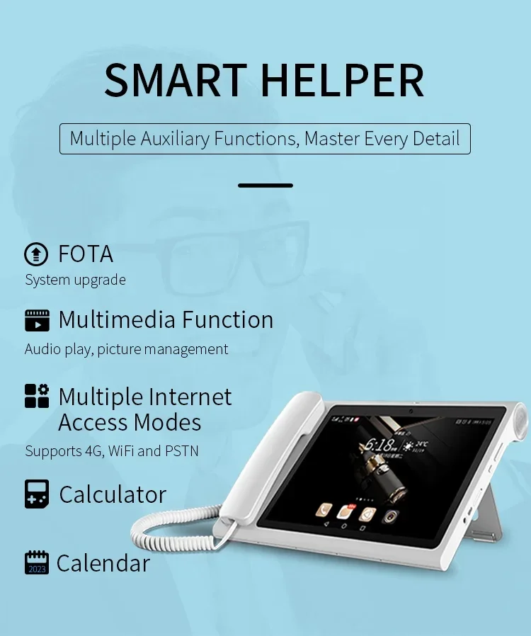 

4G LTE 10.1 inch Large Touch Screen VoLTE HD Video Android Desktop Telephone for Office Fixed Wireless Smart SIM Desk Phone