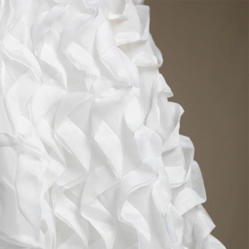 

Double Layer Mesh Fabric White Creative Wave Chiffon Designer Wholesale Cloth Apparel Diy Sewing Polyester Material