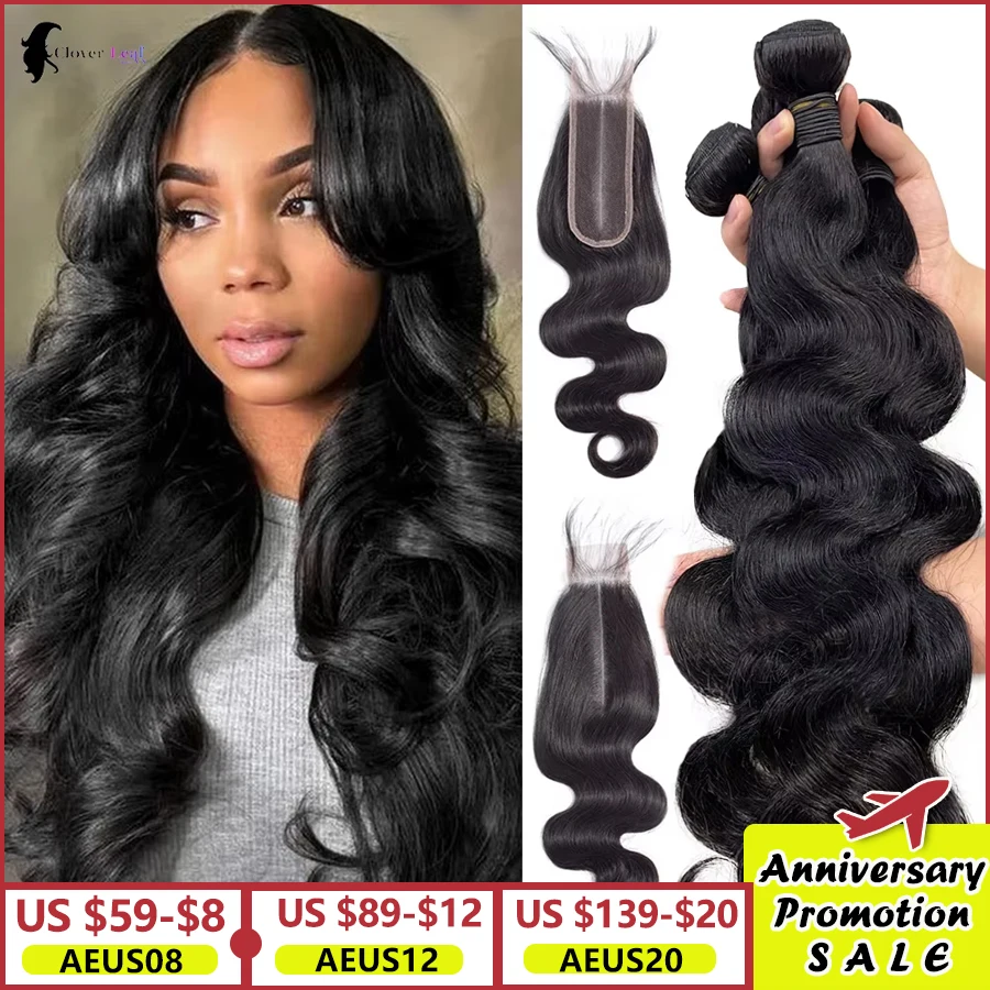 Body Wave Human Hair Bundles And Closure 2x6 Lace Closure 26 inch Human Hair Bundles With Closure Brazilian Raw Hair Bundles